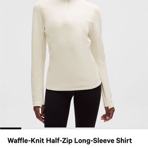 Lululemon Waffle-Knit Half-Zip Long-Sleeve Shirt - Light Ivory *Sold out online*